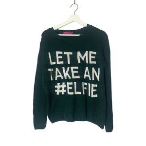 Boohoo Christmas Sweater "LET ME TAKE AN #ELFIE" Size M Holidays Winter